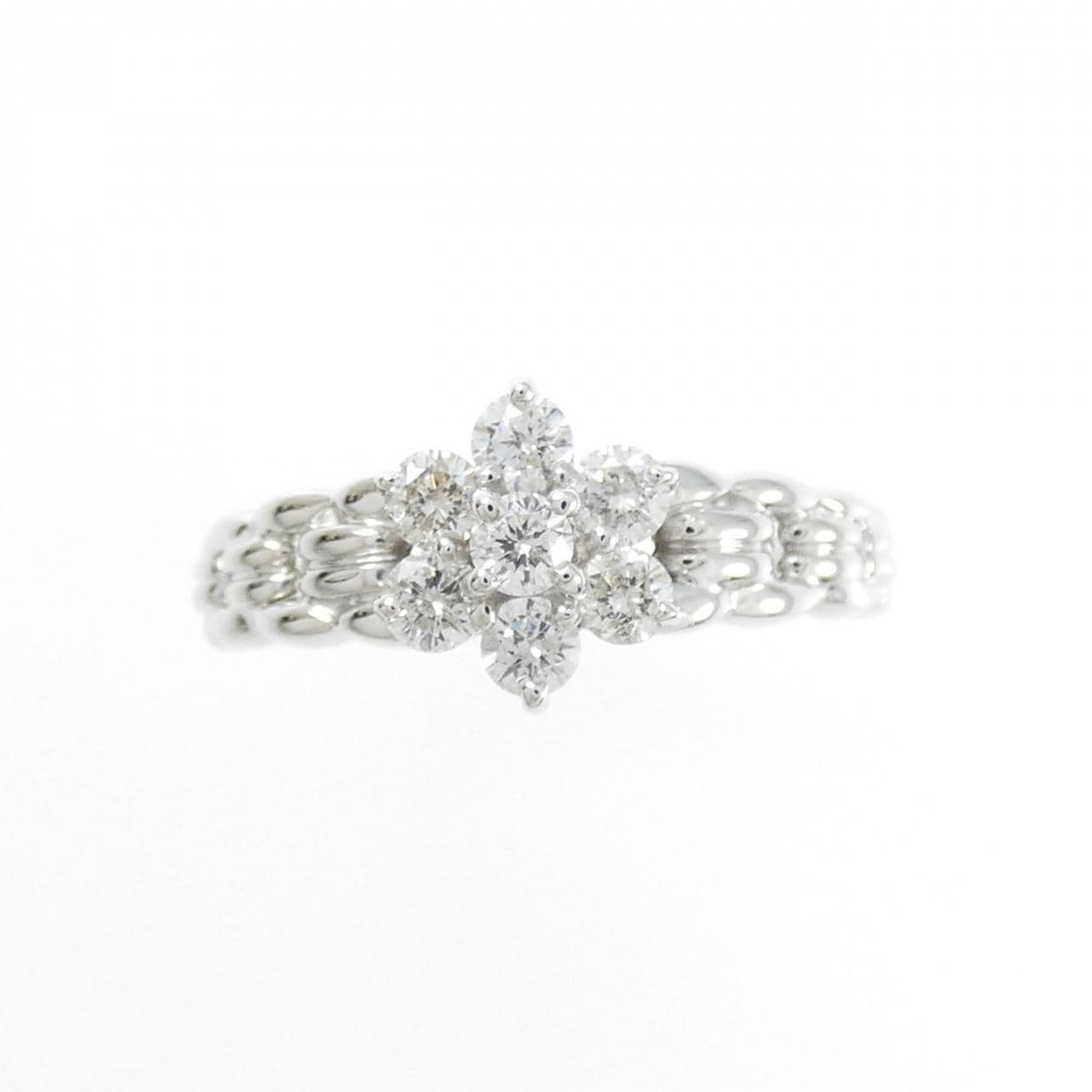 K18WG フラワー ダイヤモンド リング 0.50CT