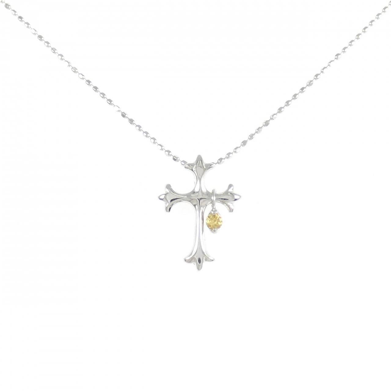 K18WG クロス シトリン ネックレス