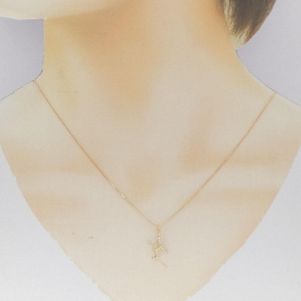 K18YG イニシャルH ダイヤモンド ネックレス 0.08CT