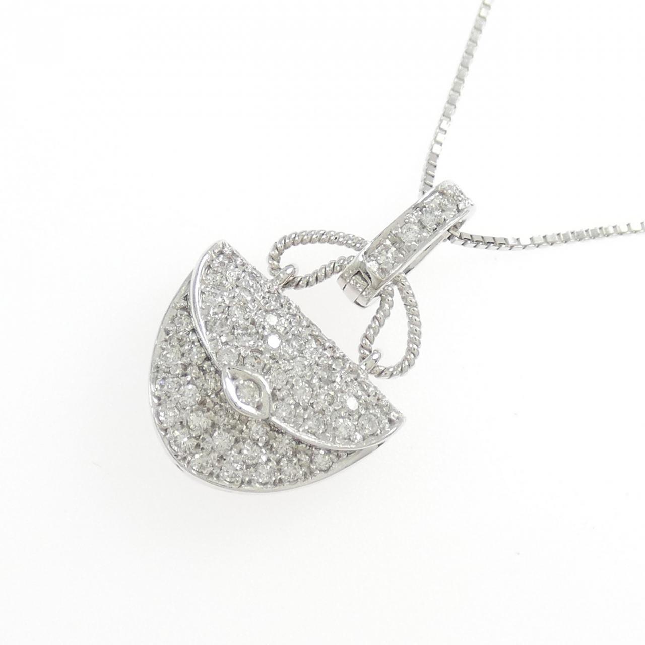 K18WG バッグ ダイヤモンド ネックレス 0.61CT
