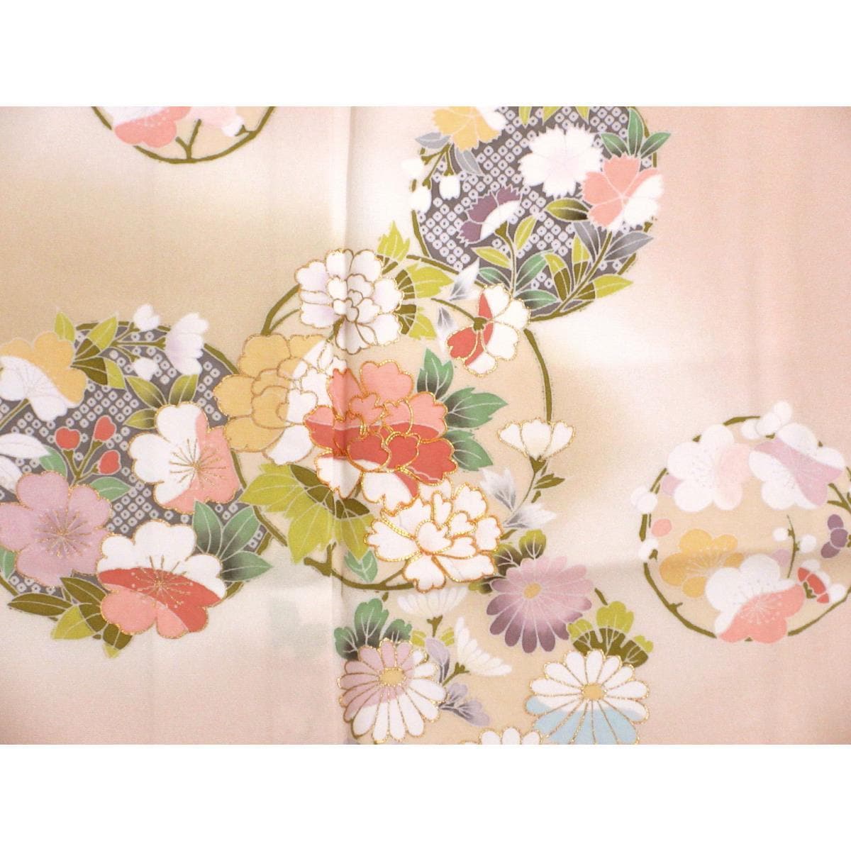 【未使用品】訪問着　友禅金彩加工　刺繍入りボカシ染