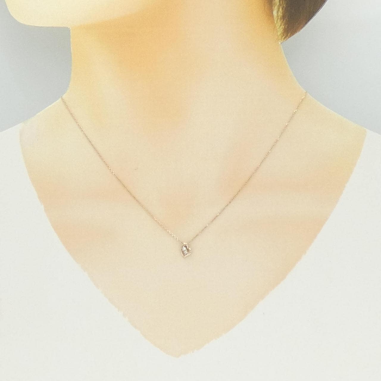 K10PG ハート ダイヤモンド ネックレス 0.02CT