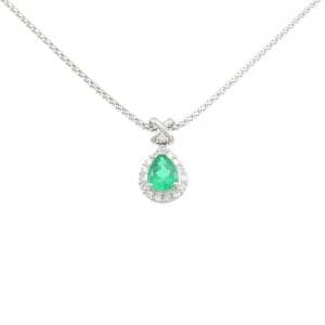 PT900/K18WG エメラルド ネックレス 0.95CT