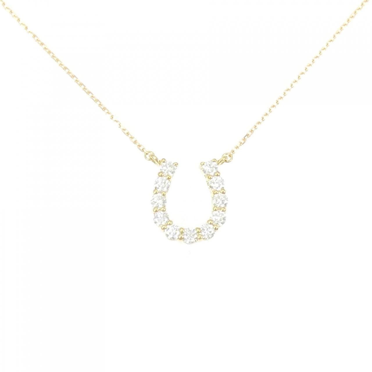 [BRAND NEW] K18YG Horseshoe Diamond Necklace 0.504CT