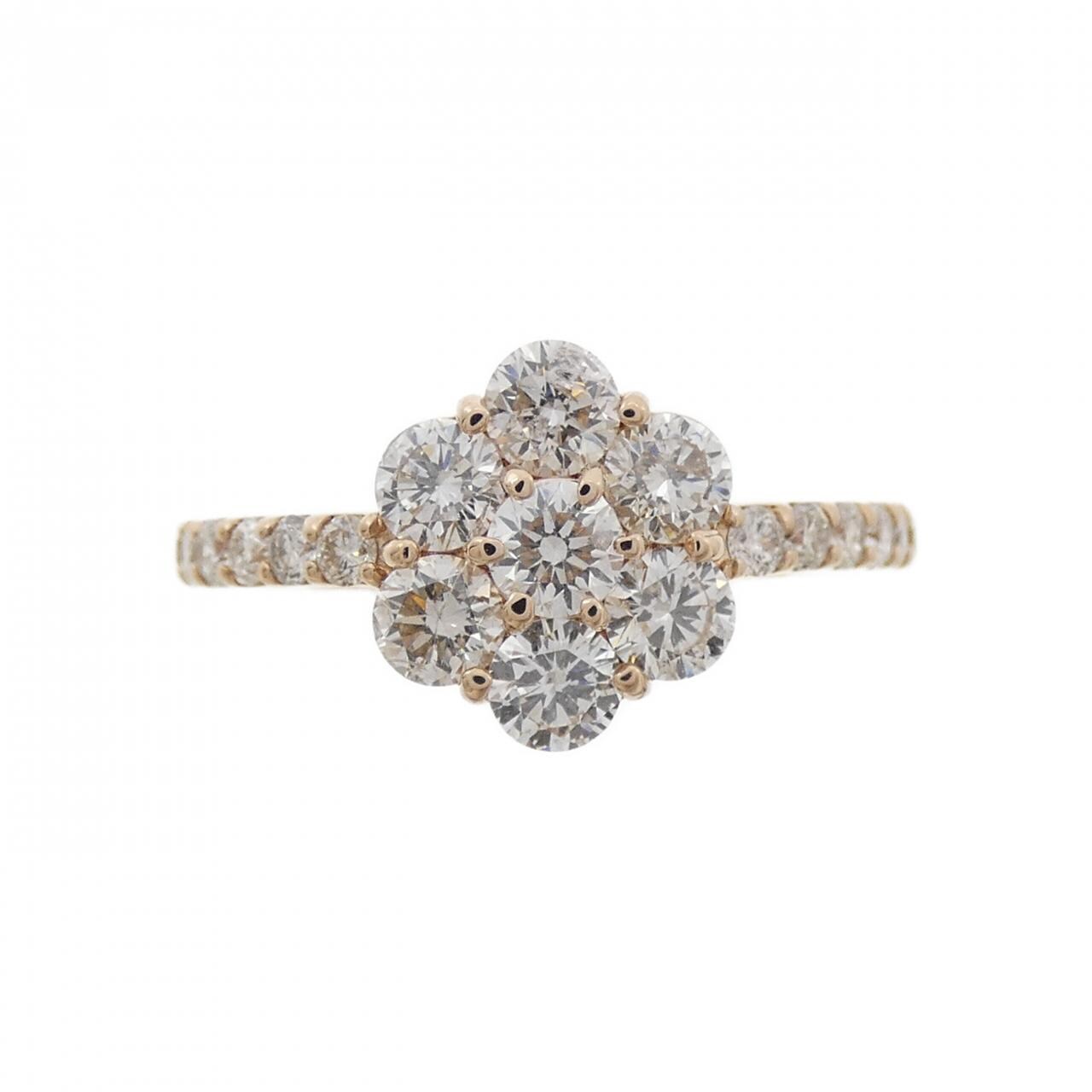 K18PG フラワー ダイヤモンド リング 1.00CT