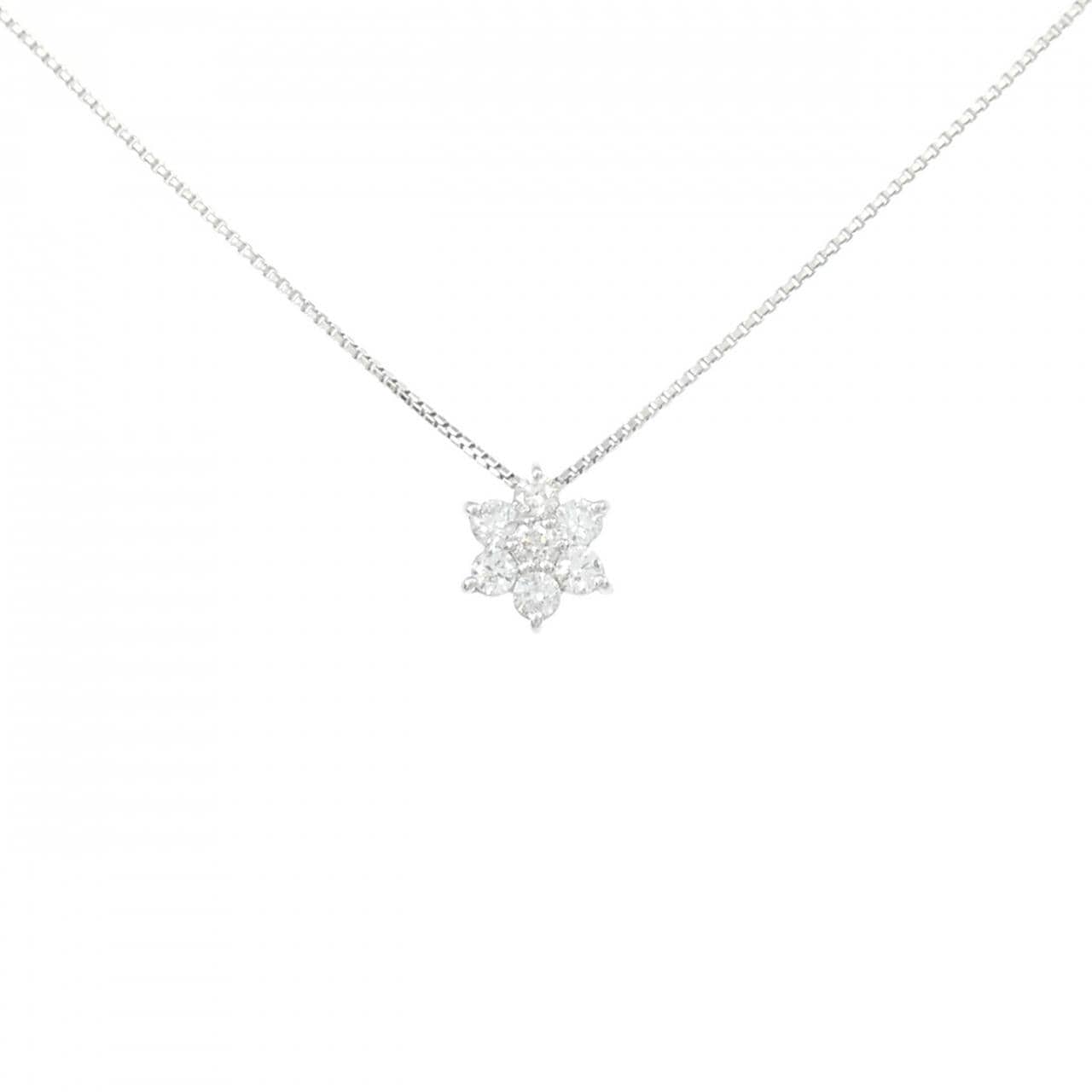 PT900/PT850 フラワー ダイヤモンド ネックレス 0.30CT