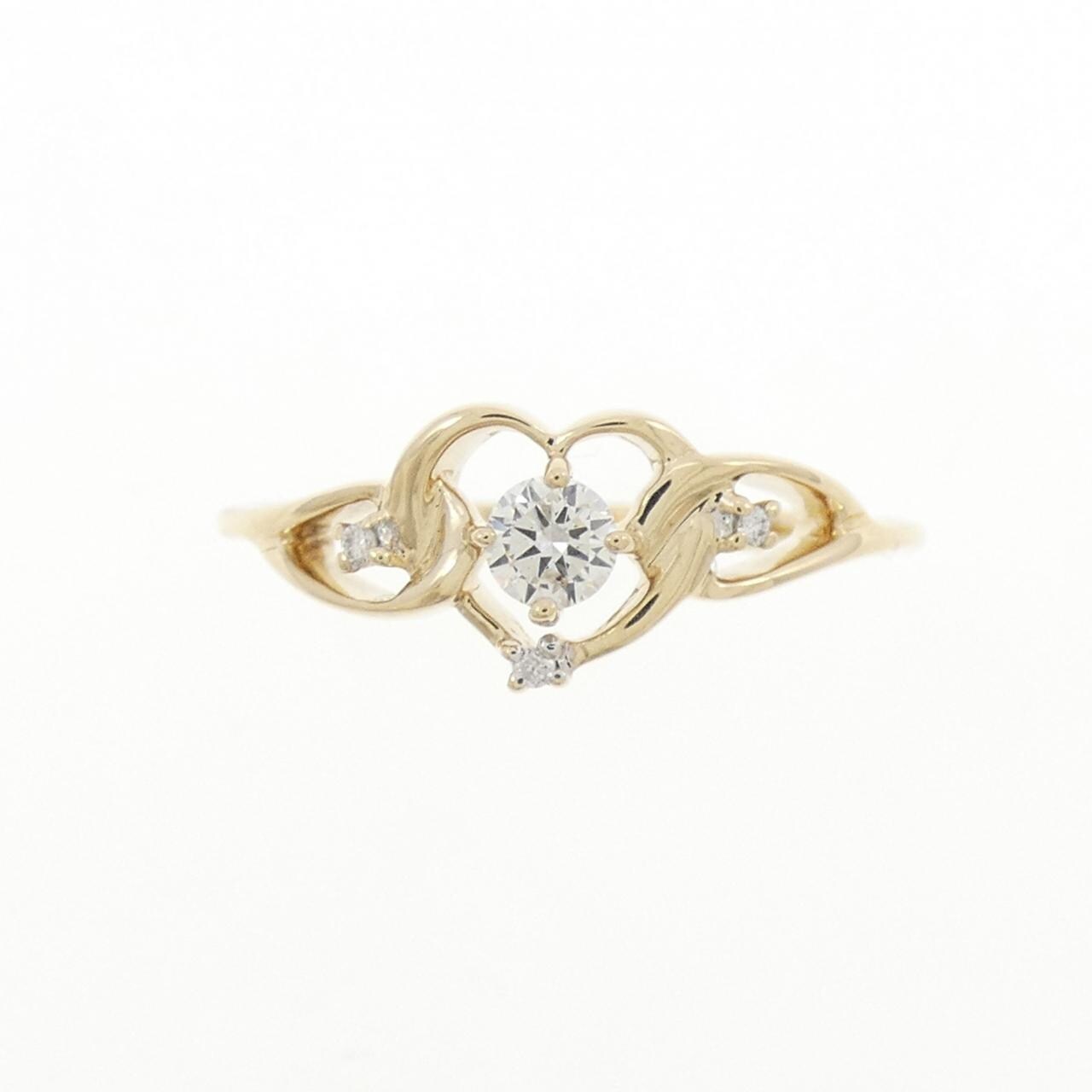 K10YG ハート ダイヤモンド リング 0.13CT