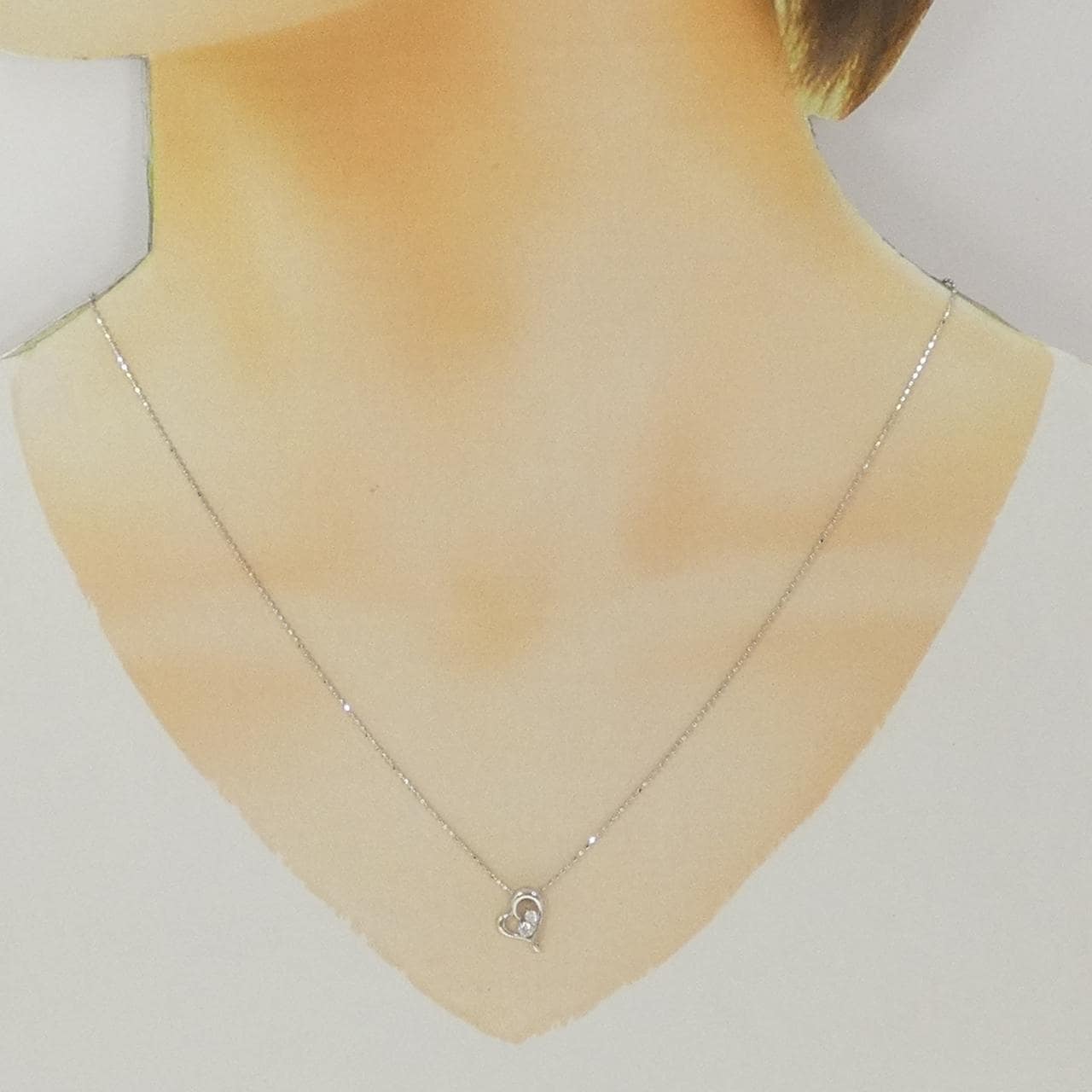 K10WG ハート ダイヤモンド ネックレス 0.08CT