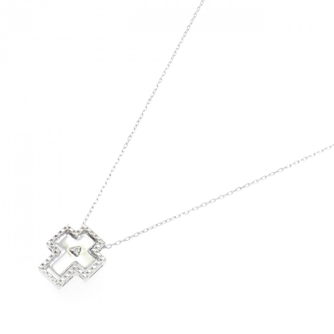 K10WG クロス ダイヤモンド ネックレス 0.01CT