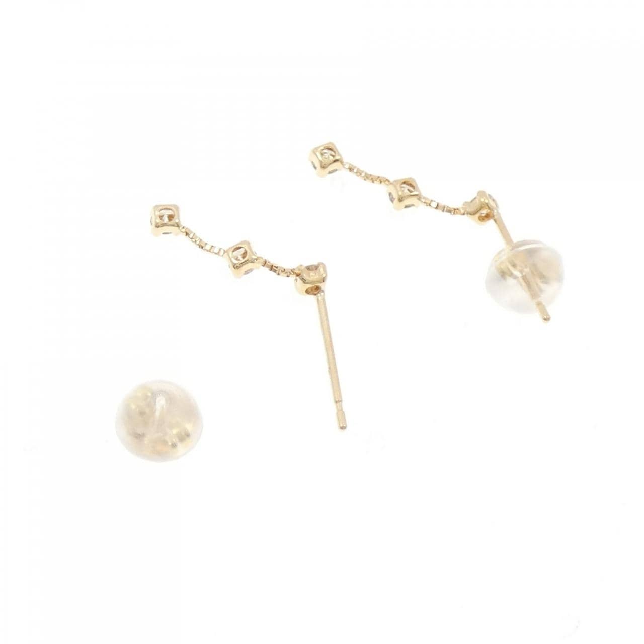 K18YG 三石钻石耳环 0.2 克拉