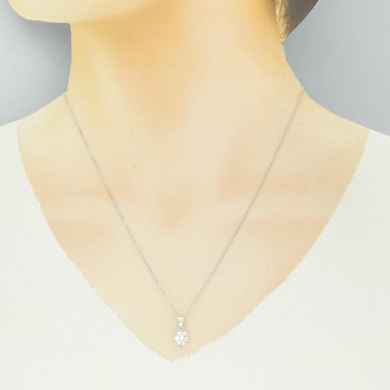 K18WG フラワー ダイヤモンド ネックレス 0.25CT
