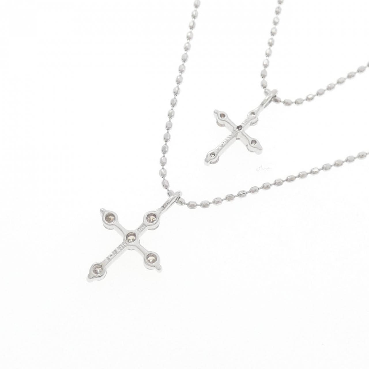 K18WG クロス ダイヤモンド ネックレス 0.15CT
