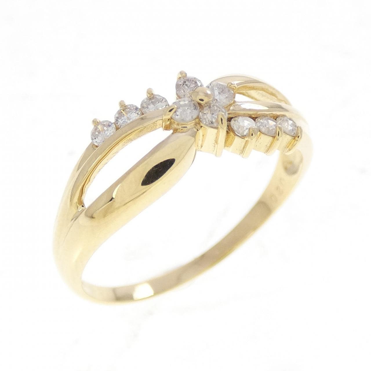 K18YG フラワー ダイヤモンド リング 0.20CT