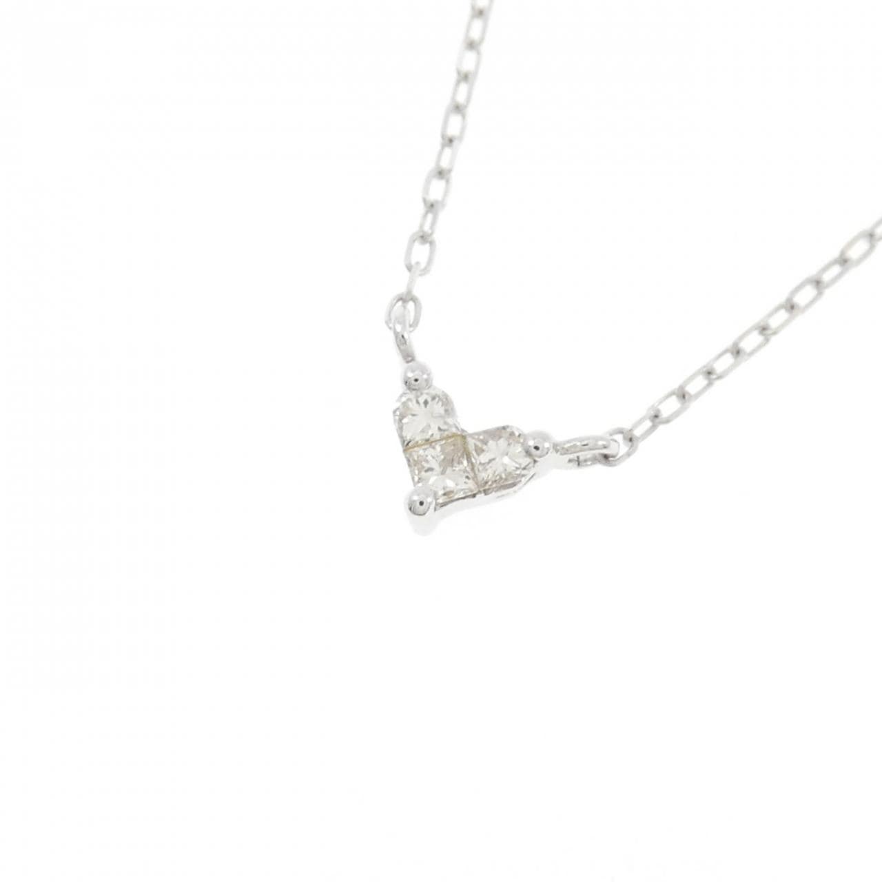 K10WG ハート ダイヤモンド ネックレス 0.10CT