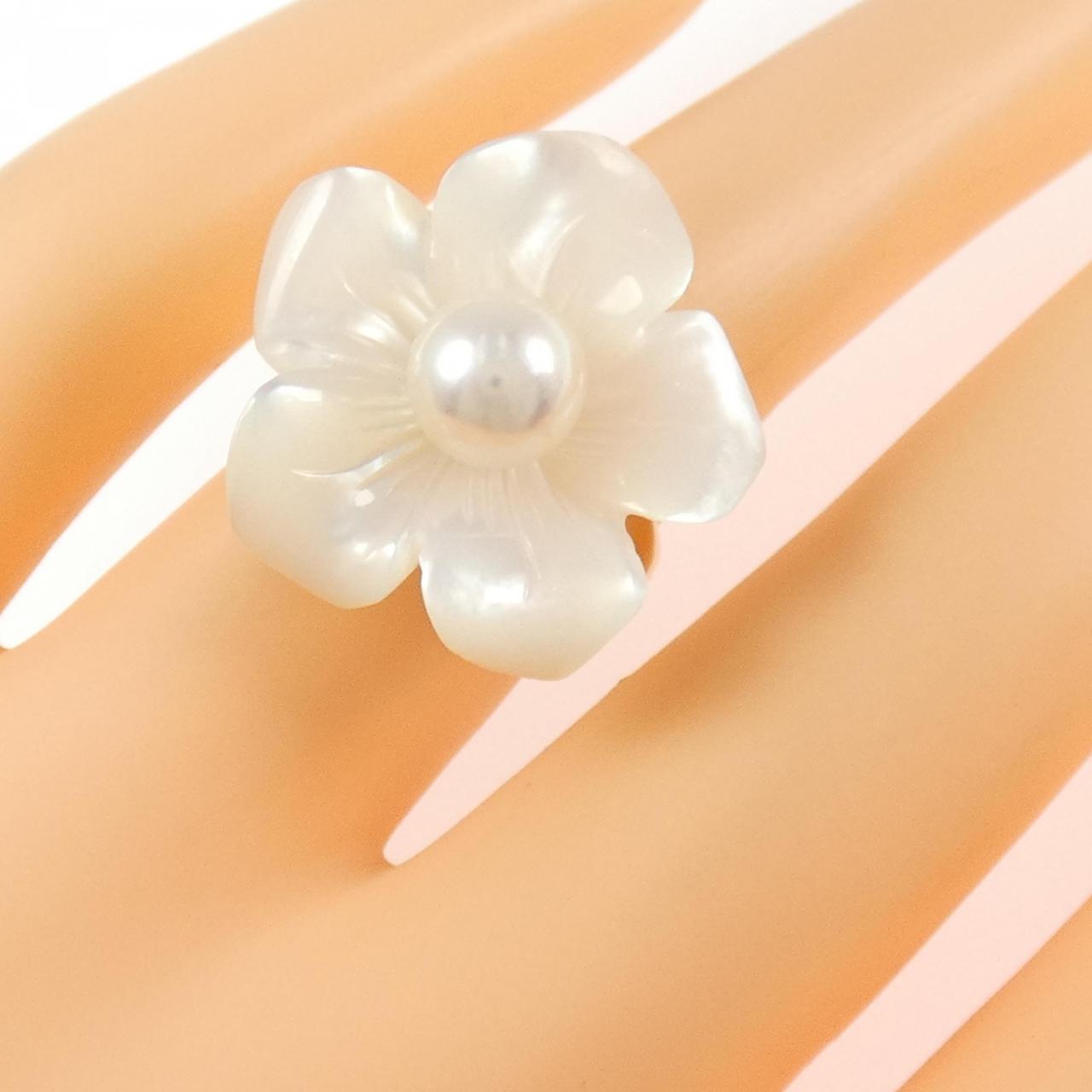 K18YG フラワー アコヤパール リング 6.6mm