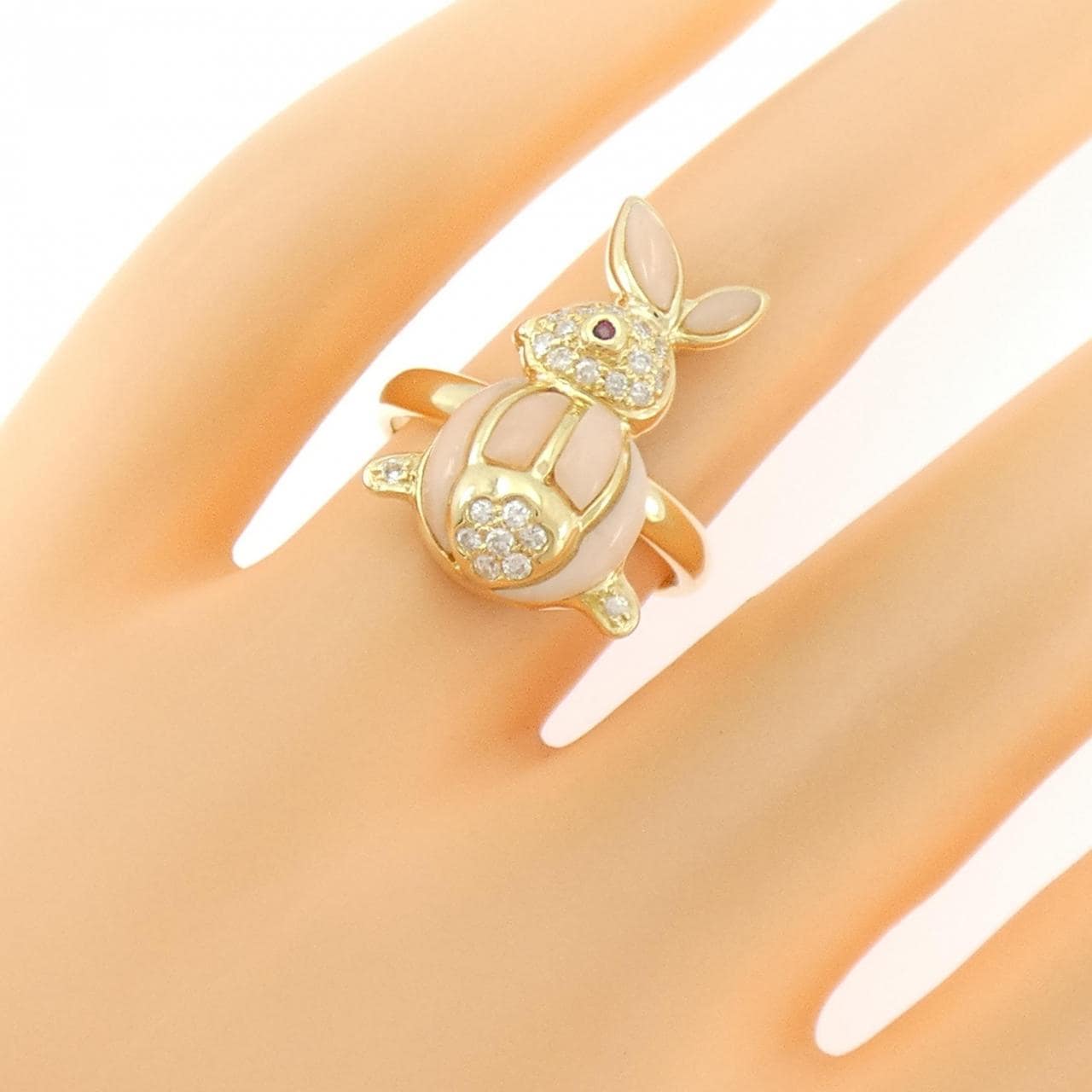 K18YG ラビット カラーストーン リング