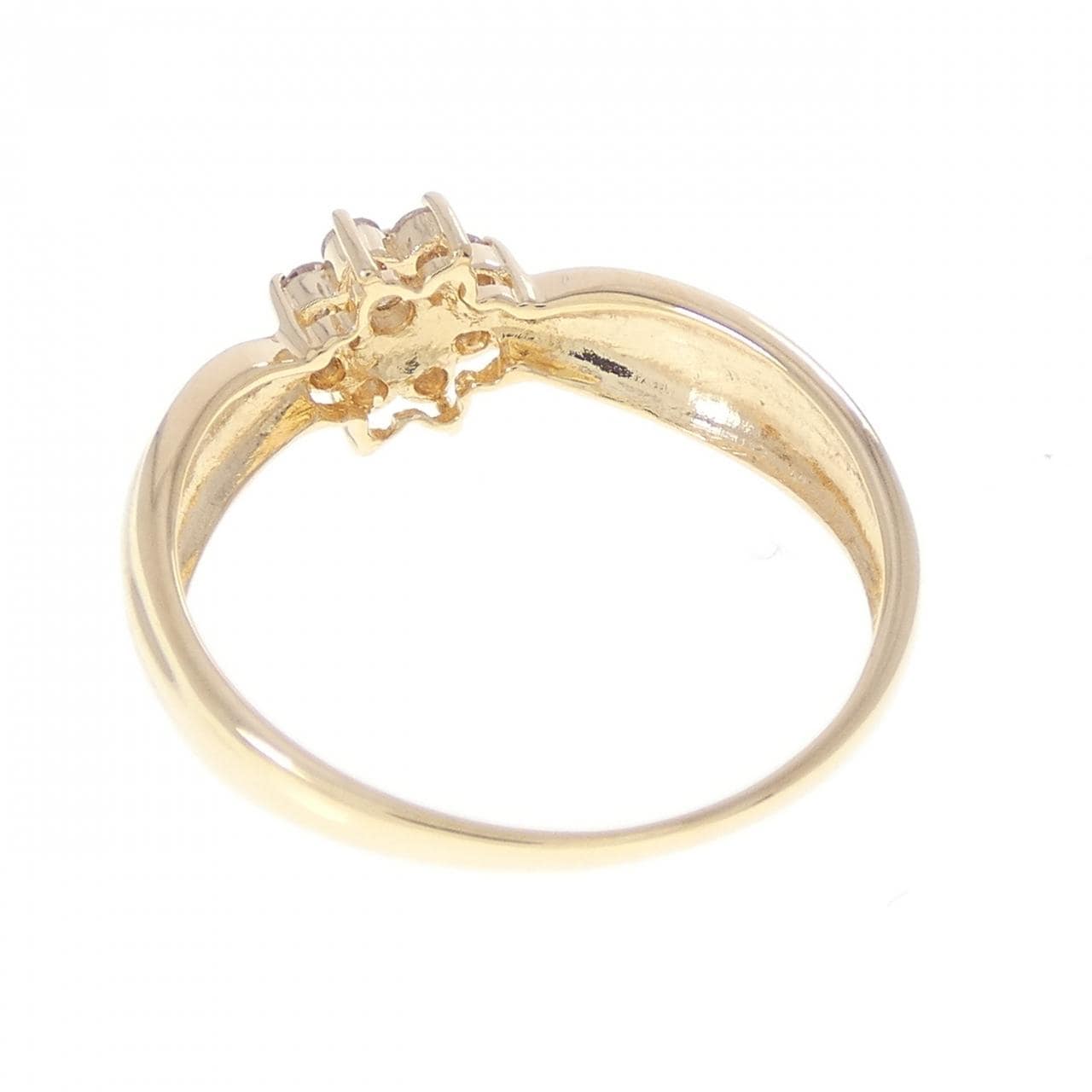 K18YG フラワー ダイヤモンド リング 0.20CT