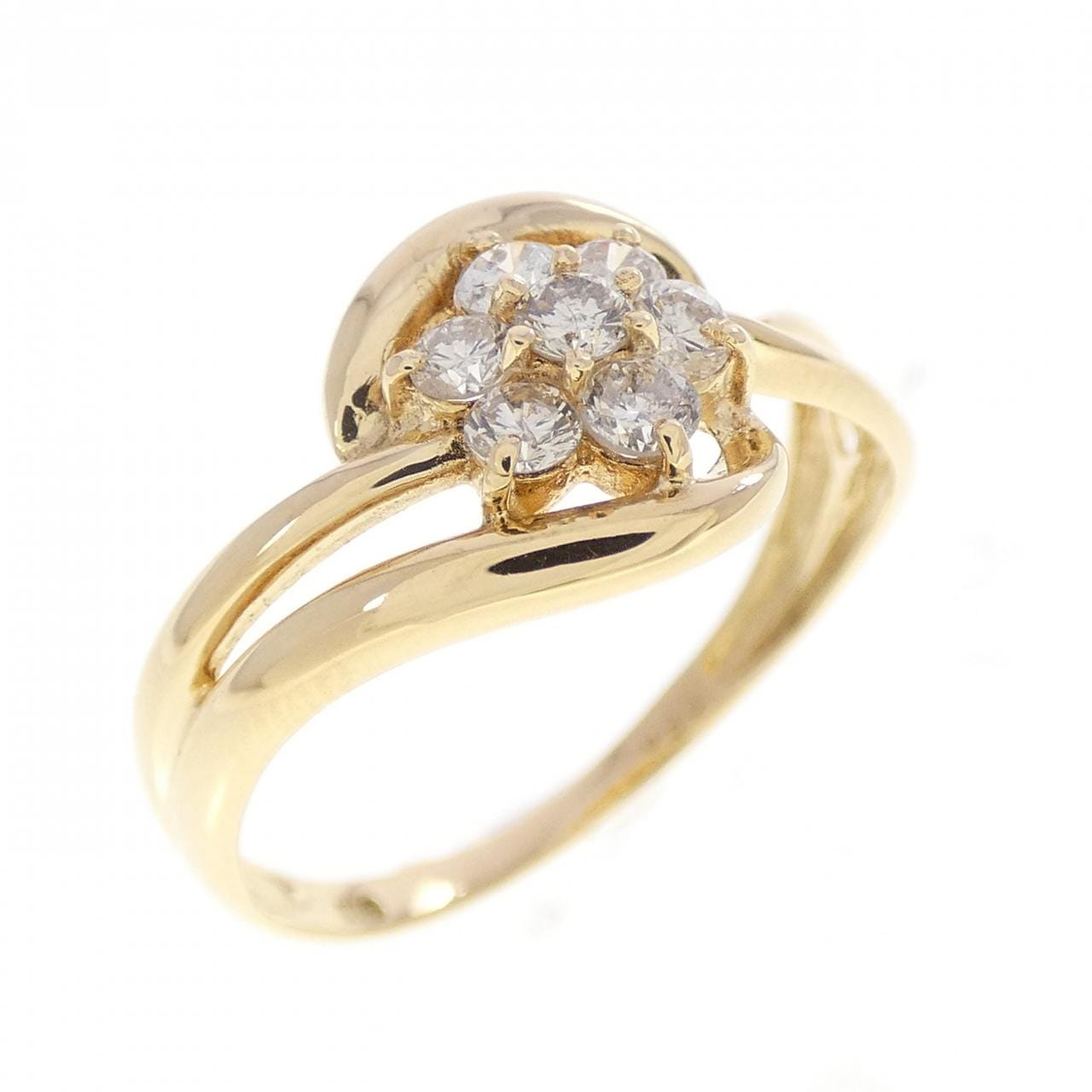 K18YG フラワー ダイヤモンド リング 0.30CT