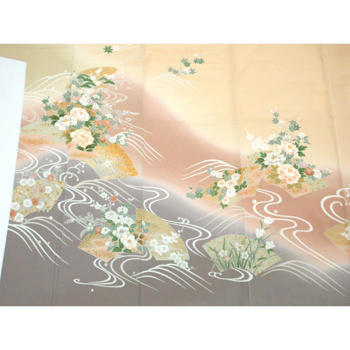 訪問着　友禅金彩加工　刺繍入りボカシ染