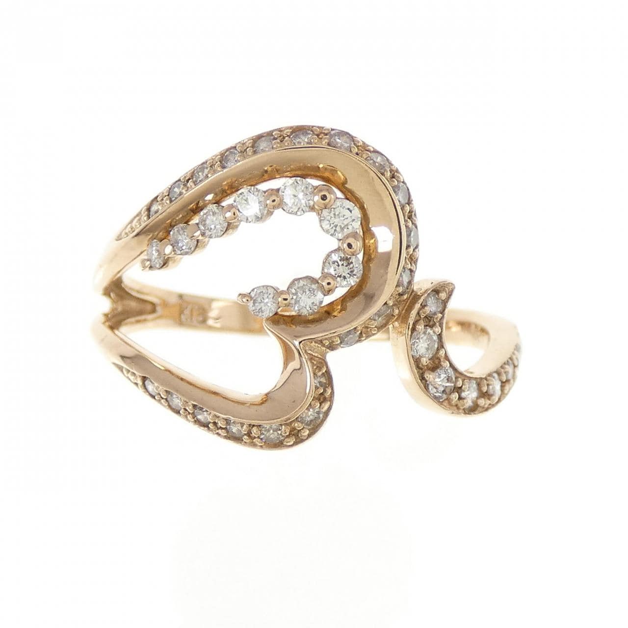 K18PG Heart Diamond Ring 0.31CT