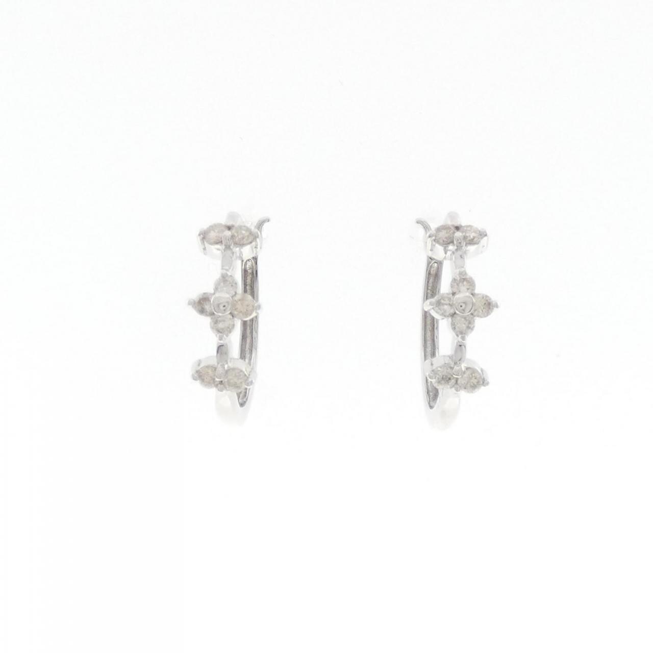 K18WG花鑽石耳環0.20CT
