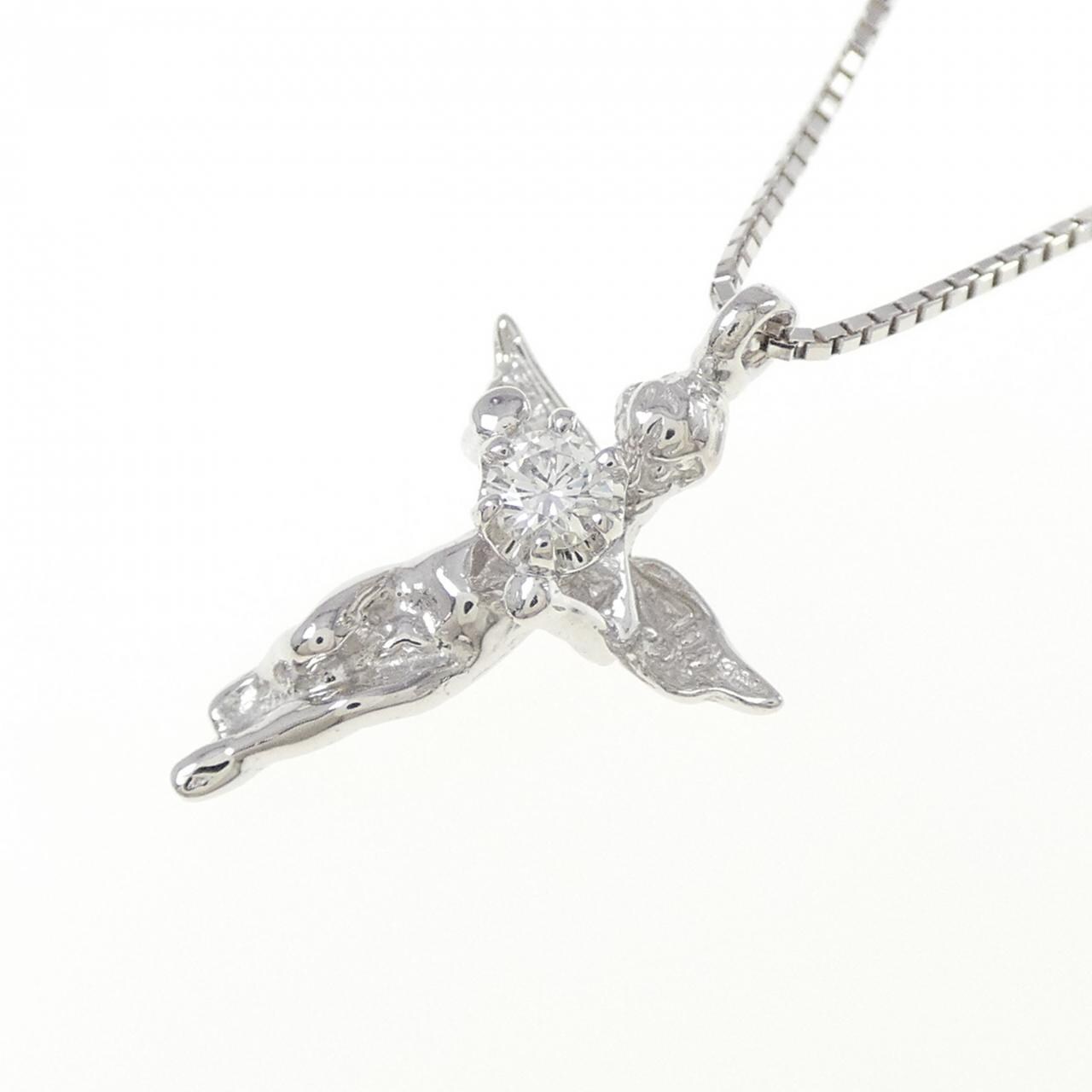 K18WG エンジェル ダイヤモンド ネックレス 0.10CT