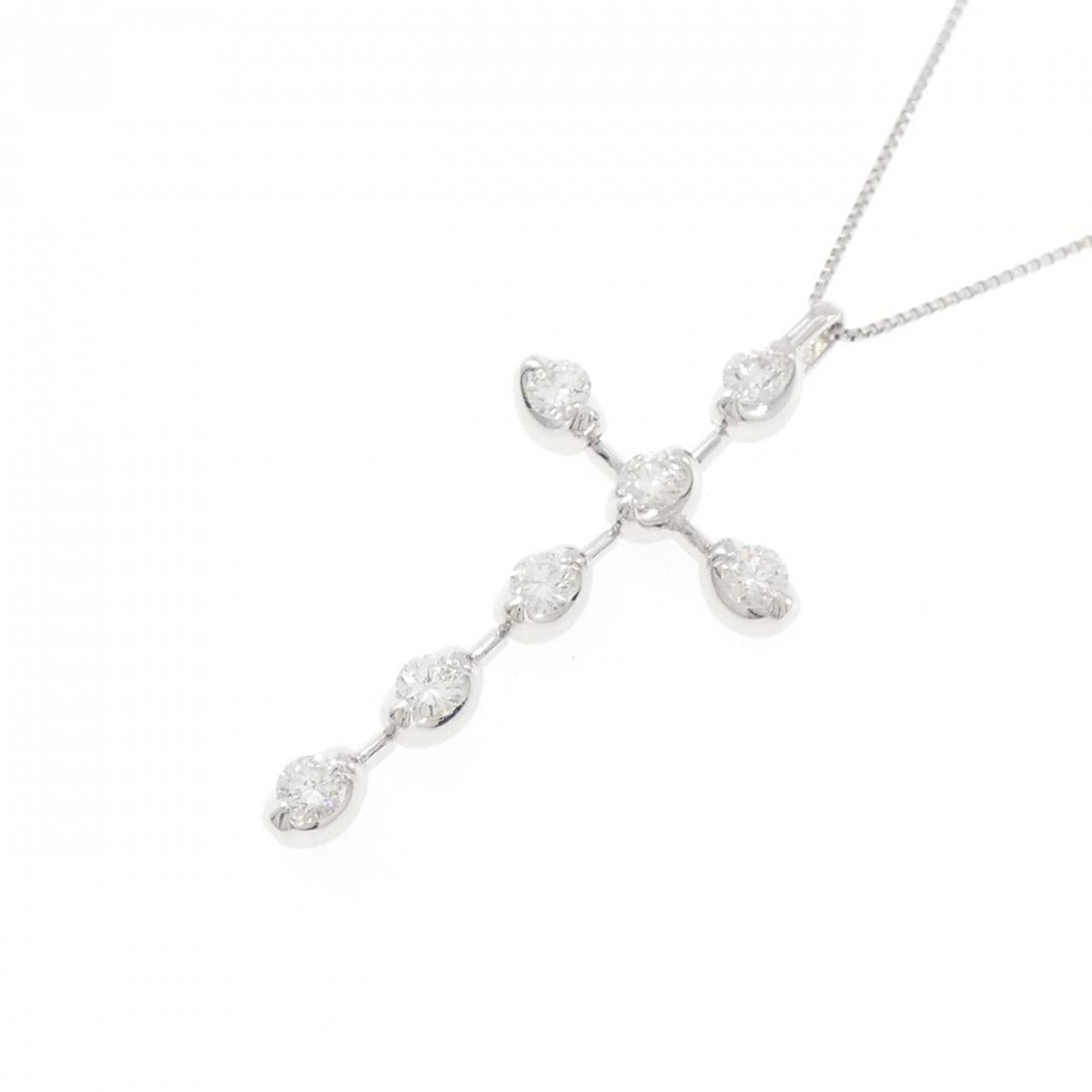 K18WG クロス ダイヤモンド ネックレス 0.50CT