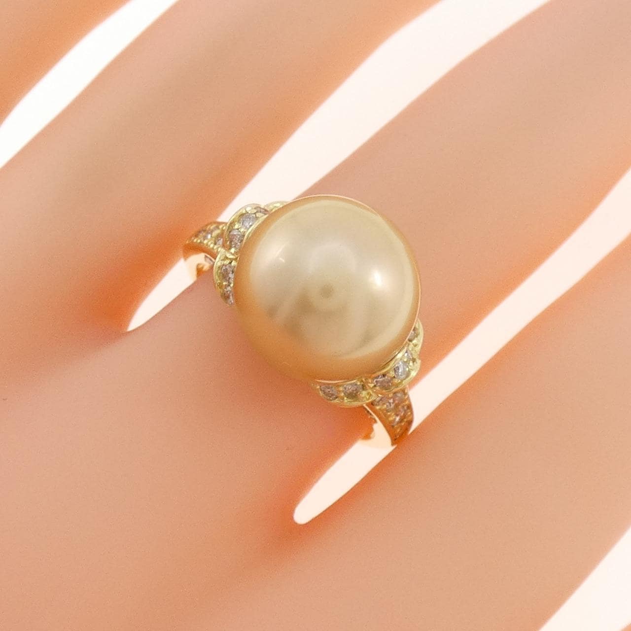 K18YG 白蝶パール リング 11.9mm