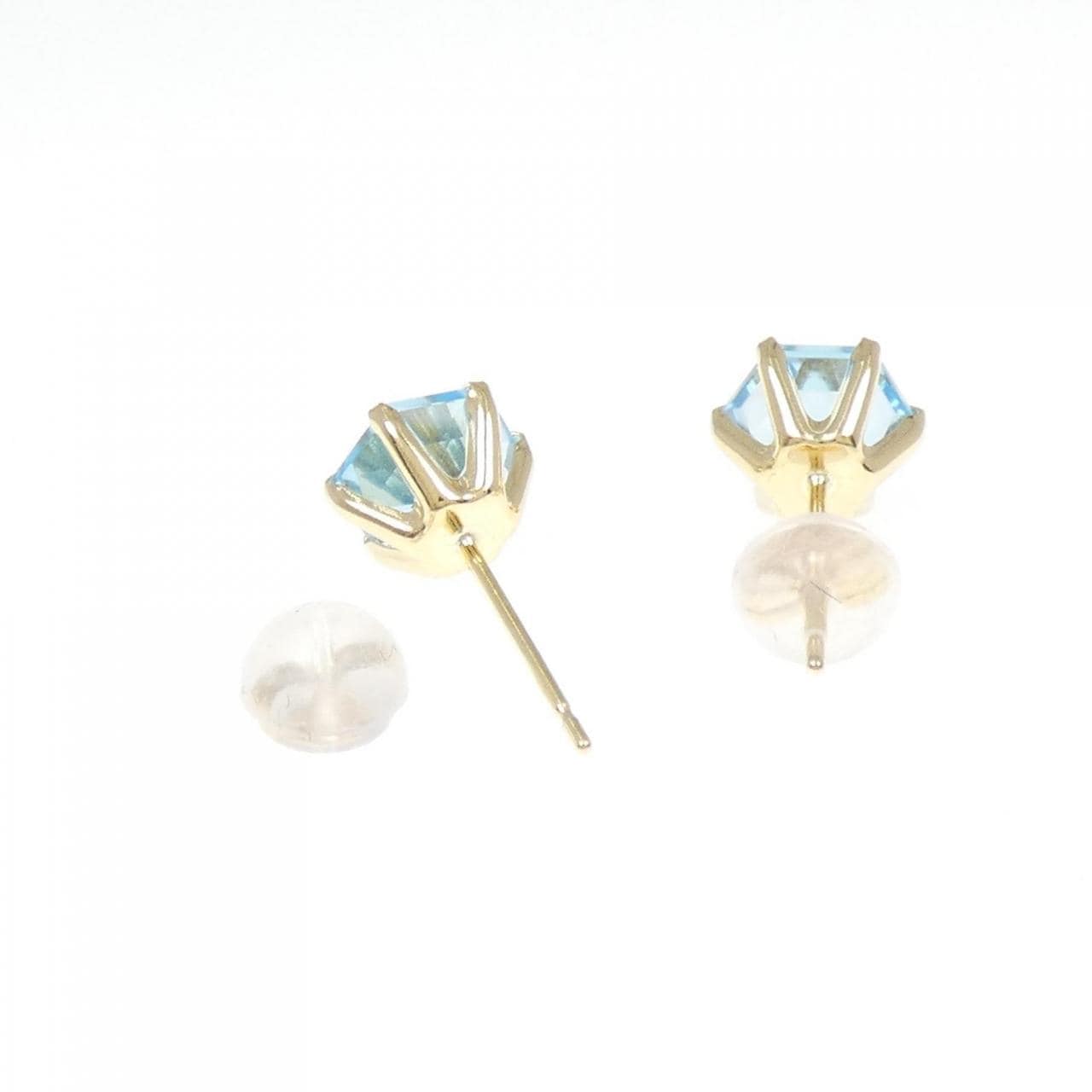 [新品] K18YG 蓝色托帕石石耳环 2.2CT