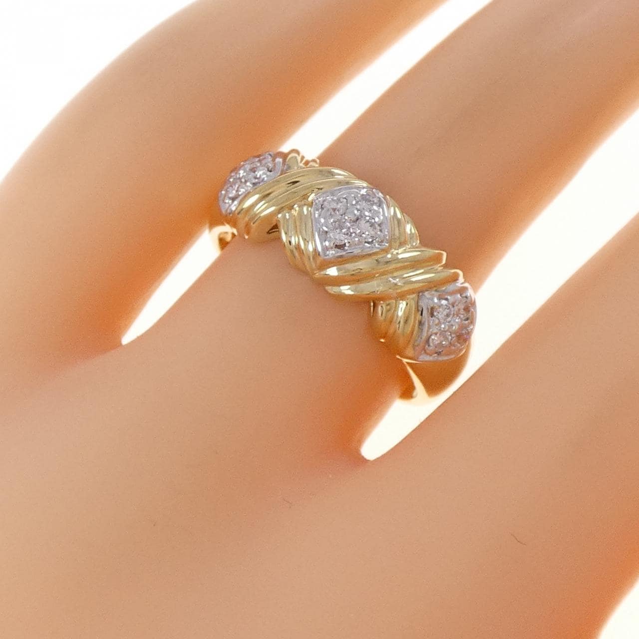 K18YG/K18WG ダイヤモンド リング 0.18CT