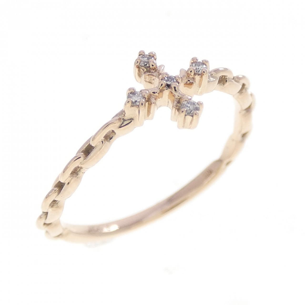 K10PG クロス ダイヤモンド リング 0.03CT
