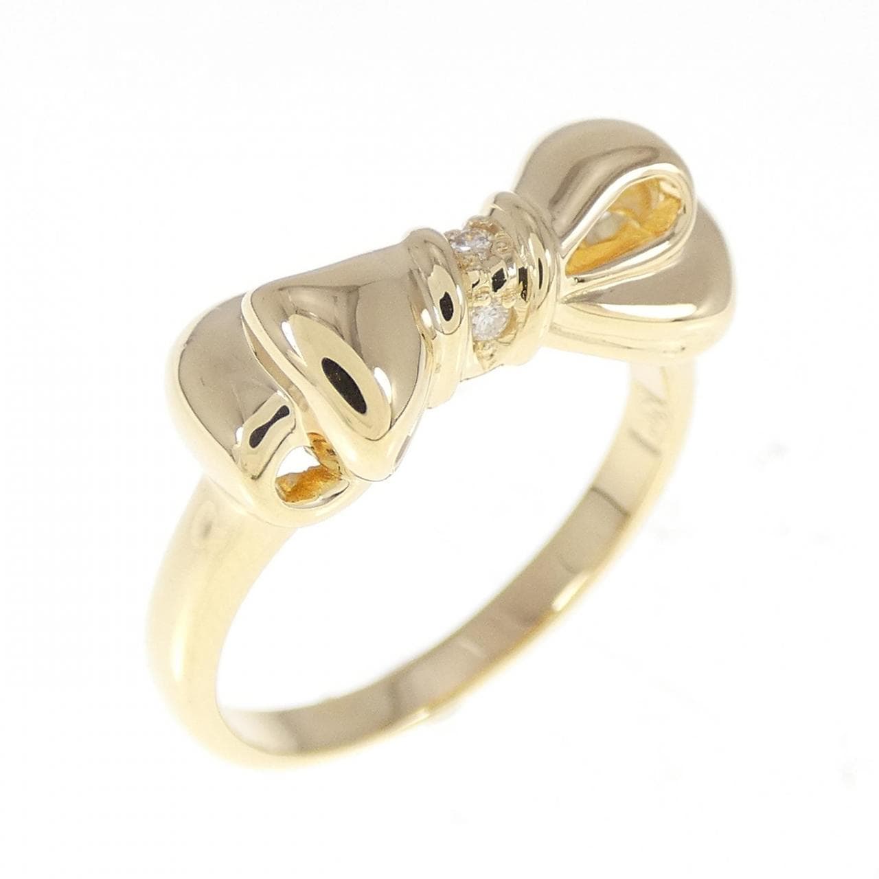 K18YG ribbon Diamond ring