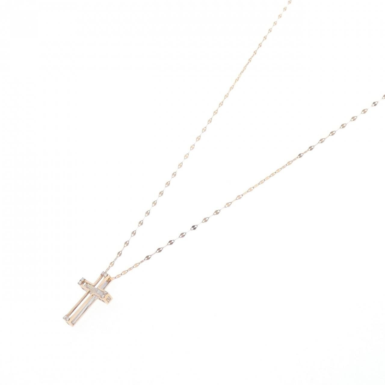 [BRAND NEW] K18PG Cross Diamond Necklace 0.03CT