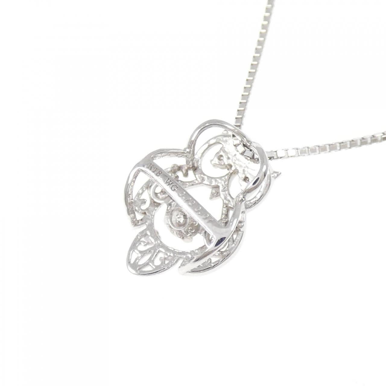 K18WG フクロウ ダイヤモンド ネックレス 0.10CT
