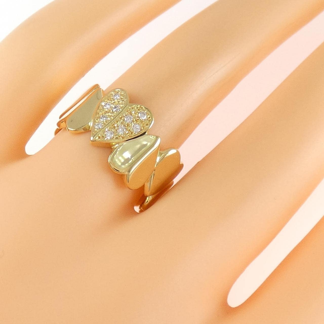 K18YG ハート ダイヤモンド リング 0.17CT