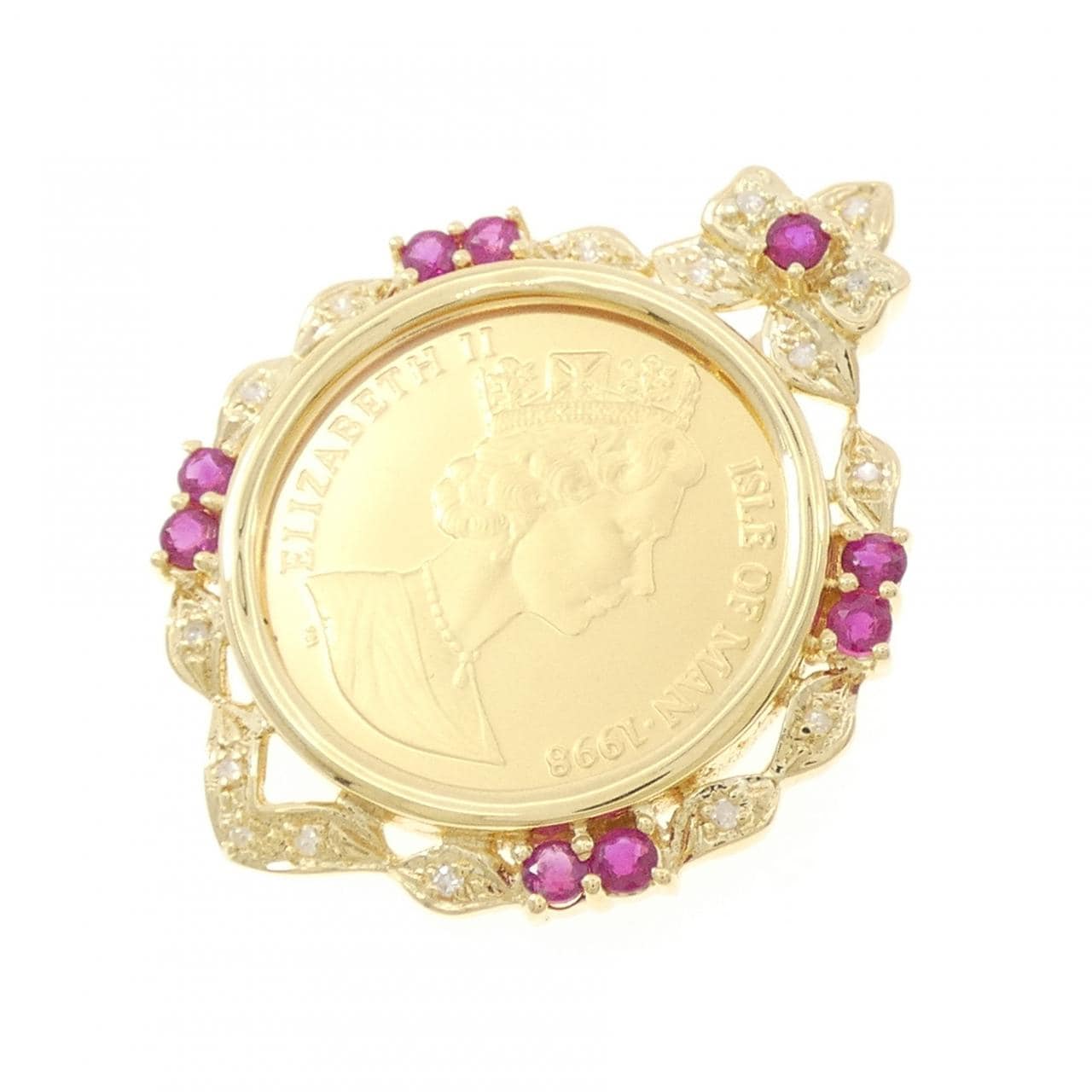 K18YG(枠) ルビー コイン 0.70CT ペンダント