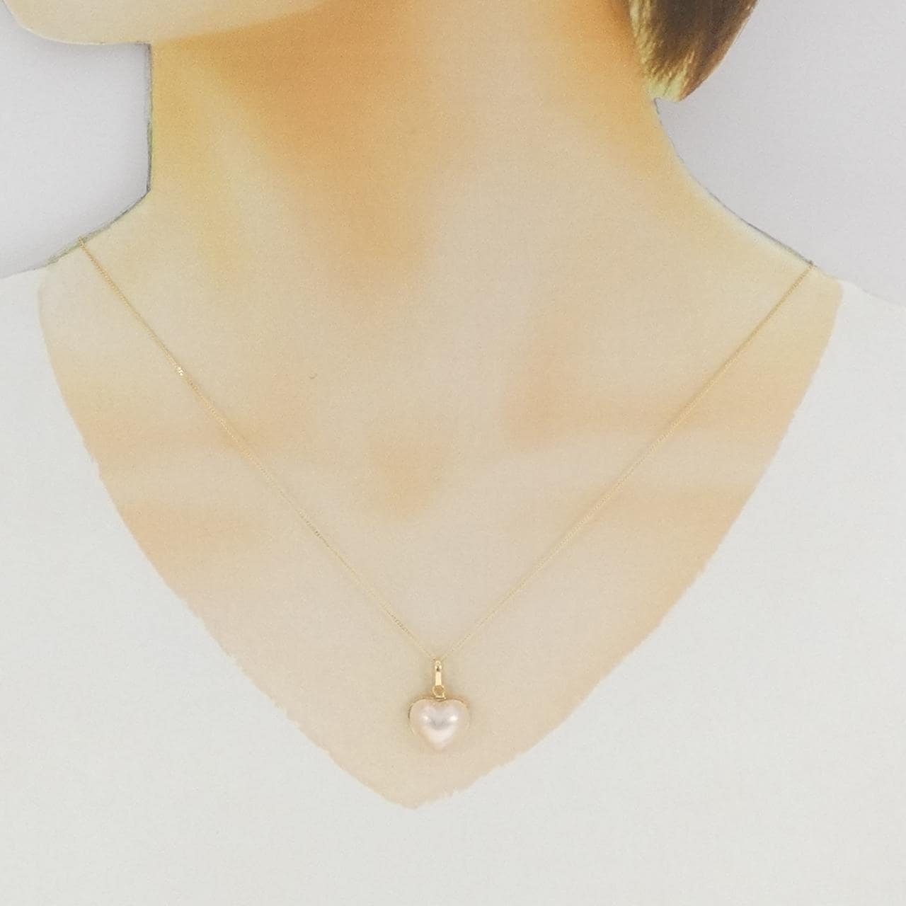 K18YG ハート マベパール ネックレス