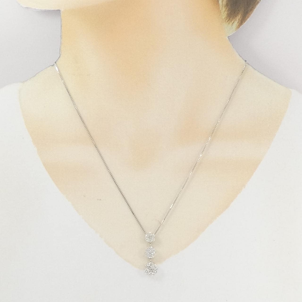 K18WG ダイヤモンド ネックレス 1.00CT
