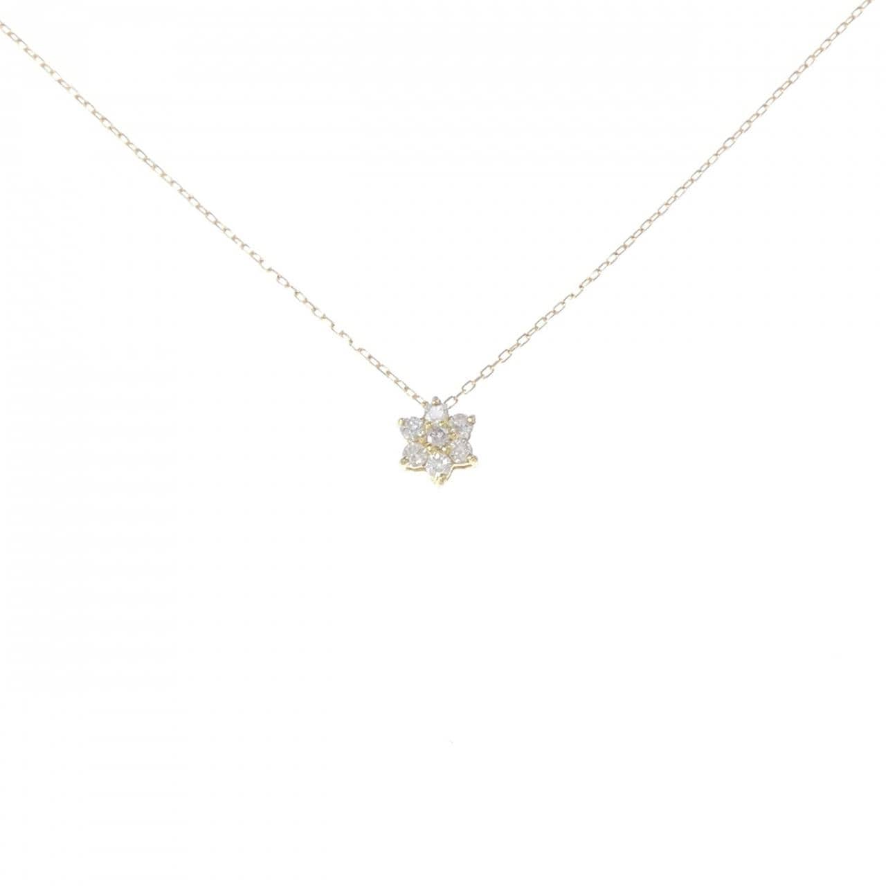 【新品】K18YG フラワー ダイヤモンド ネックレス 0.10CT