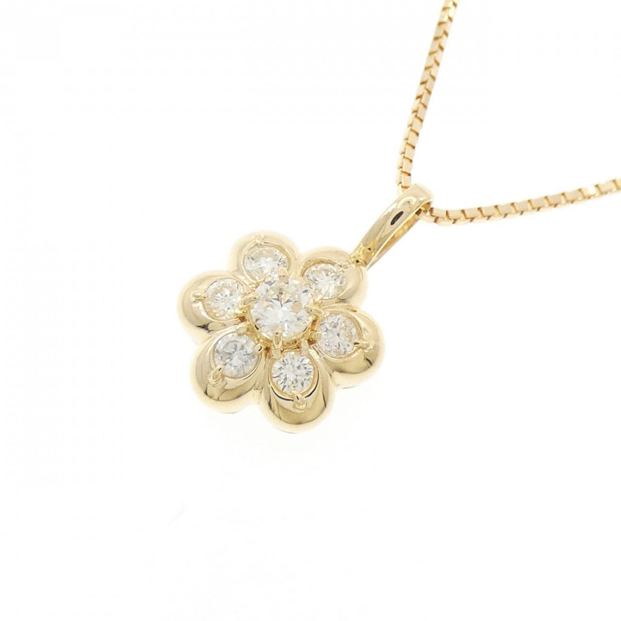 K18YG フラワー ダイヤモンド ネックレス 0.30CT