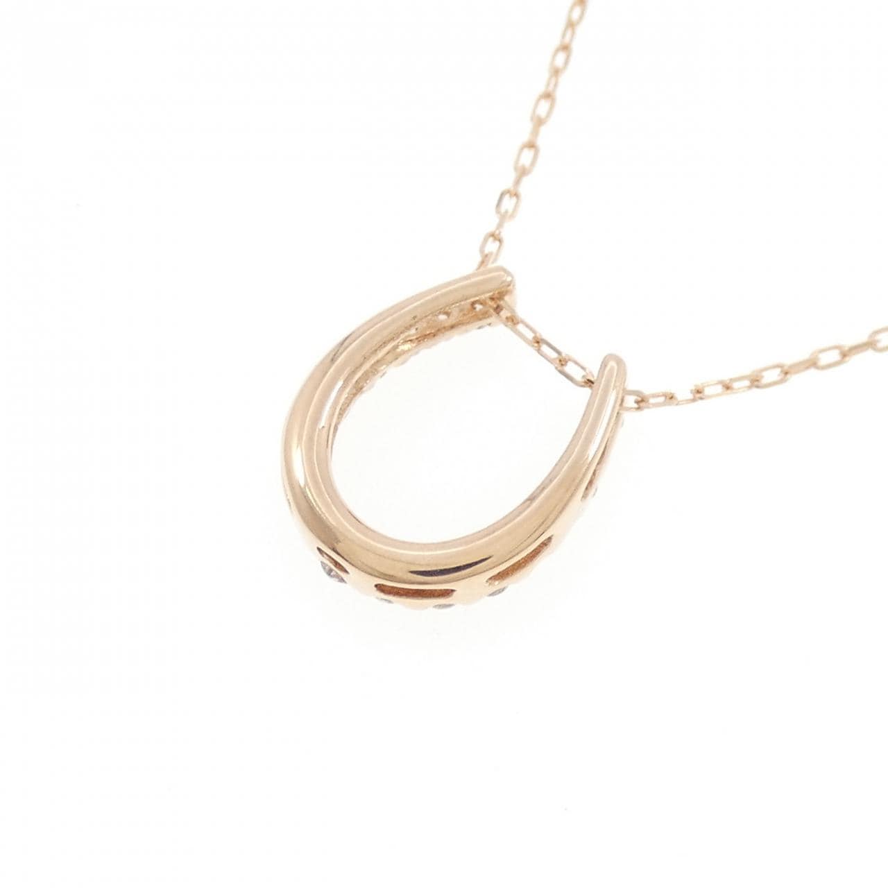 K10PG ホースシュー ダイヤモンド ネックレス 0.20CT