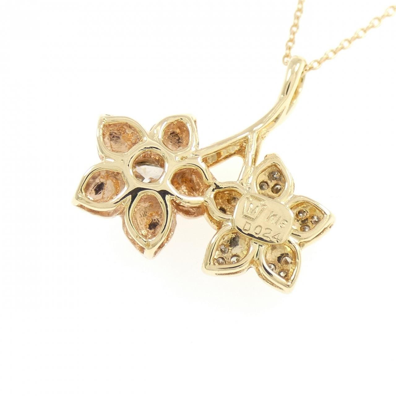 K18YG フラワー ダイヤモンド ネックレス 0.24CT