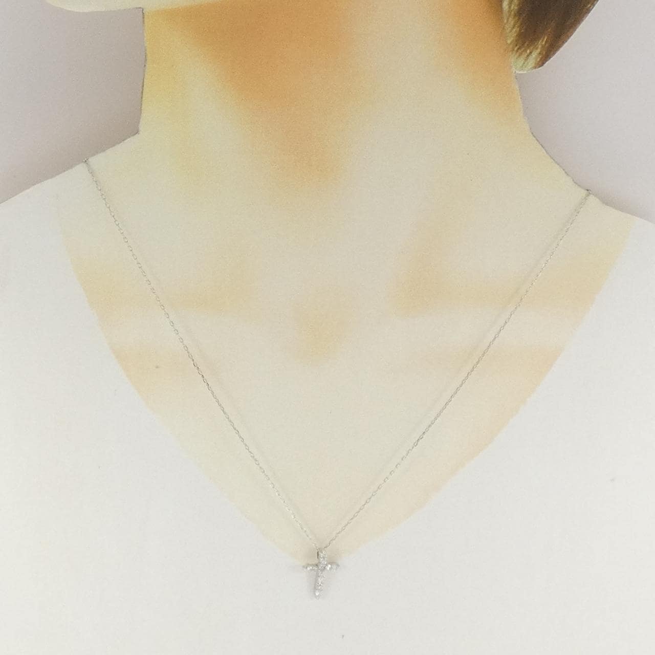 PT900/PT850 クロス ダイヤモンド ネックレス 0.32CT