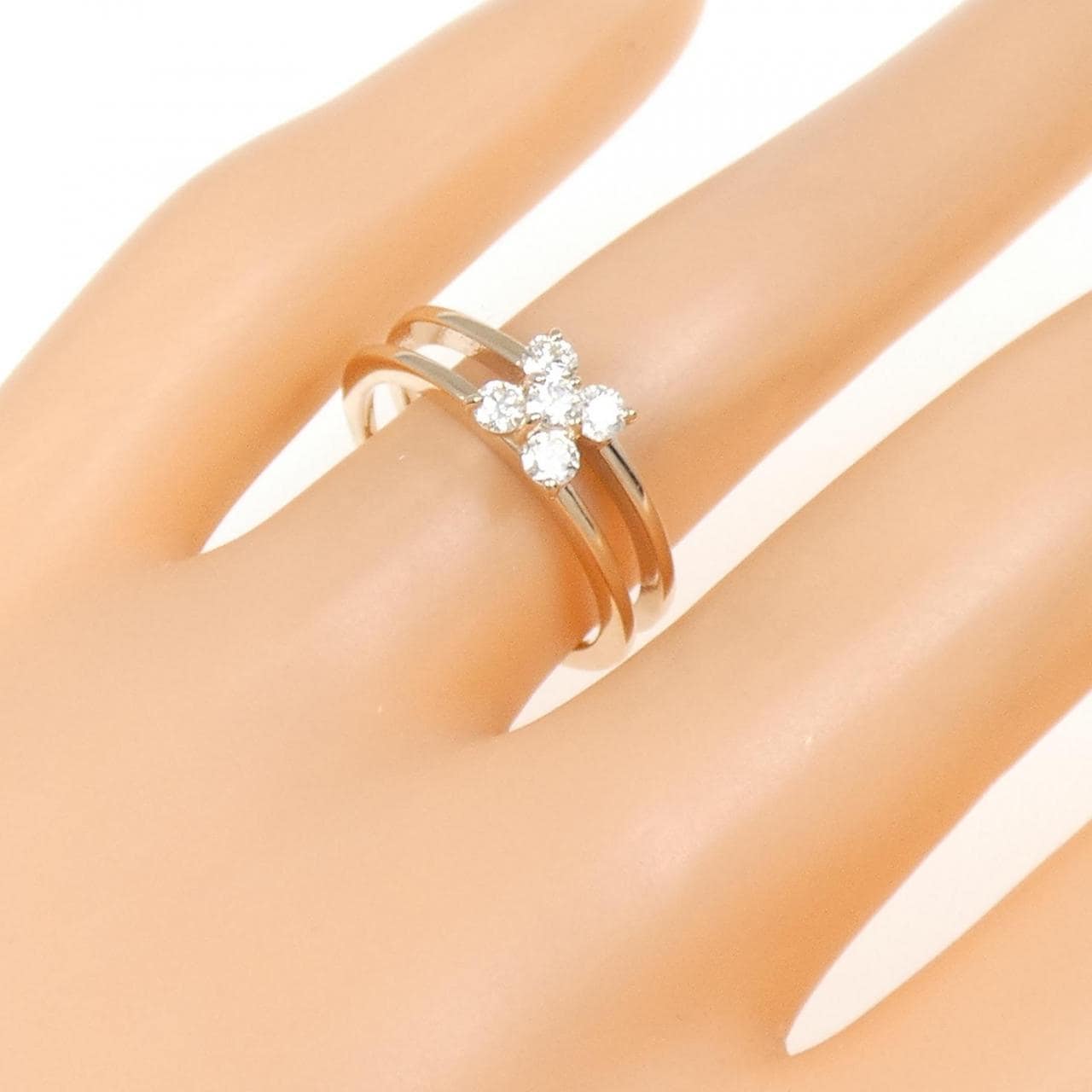 K18PG フラワー　ダイヤモンド リング 0.33CT