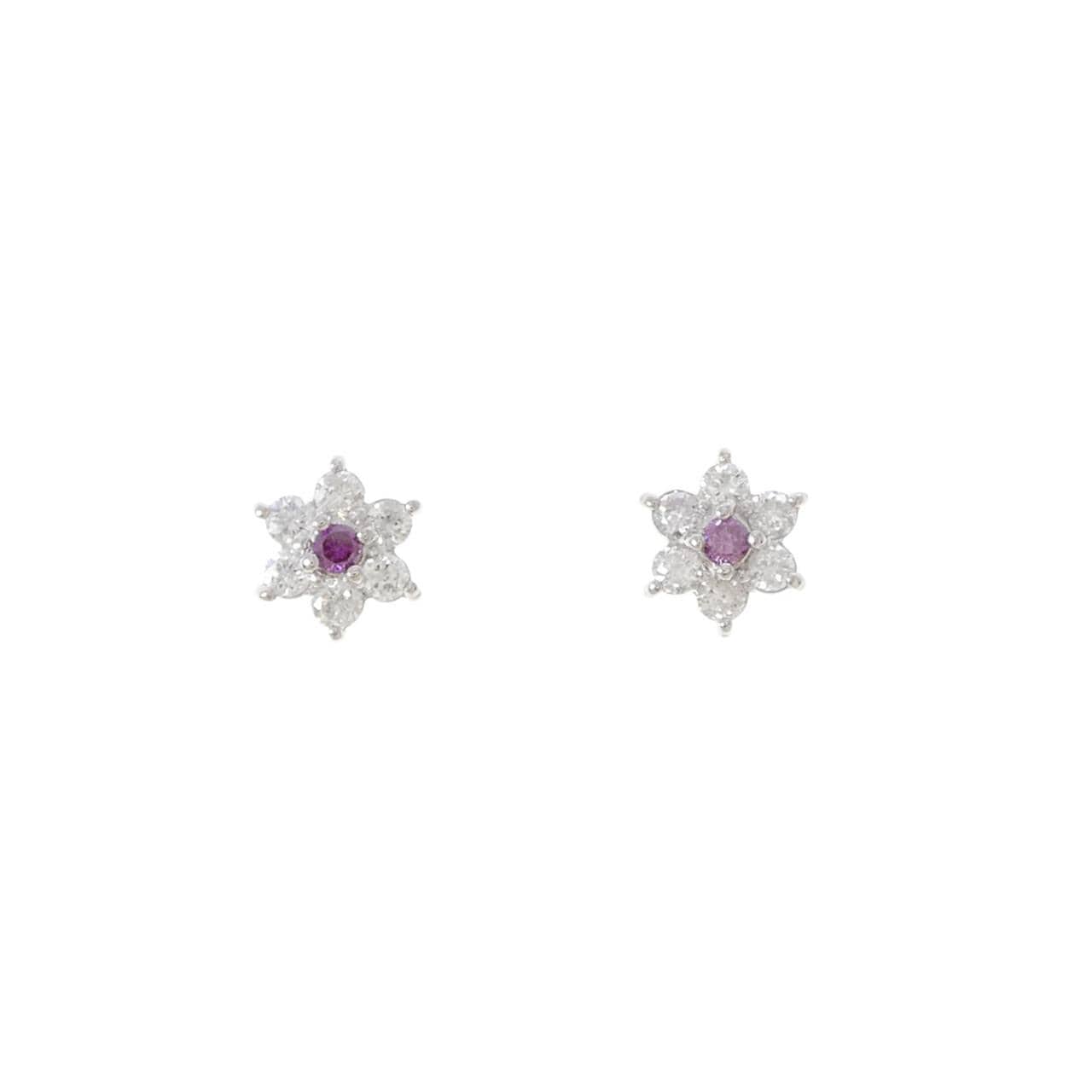 PT/PT900 フラワー ダイヤモンド ピアス 0.50CT