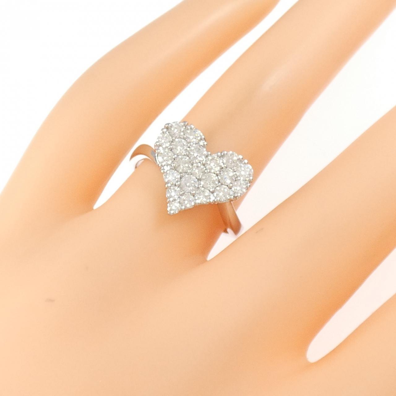 K18WG ハート パヴェ ダイヤモンド リング 1.00CT