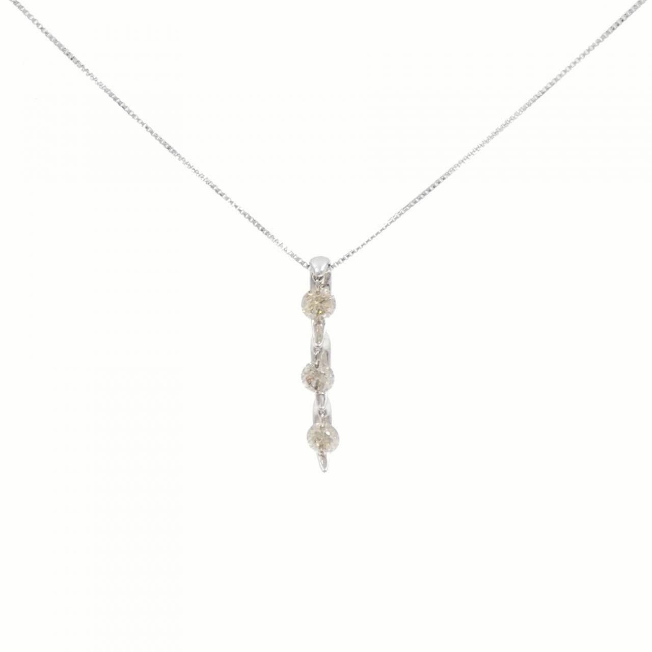 K18WG スリーストーン ダイヤモンド ネックレス 0.50CT