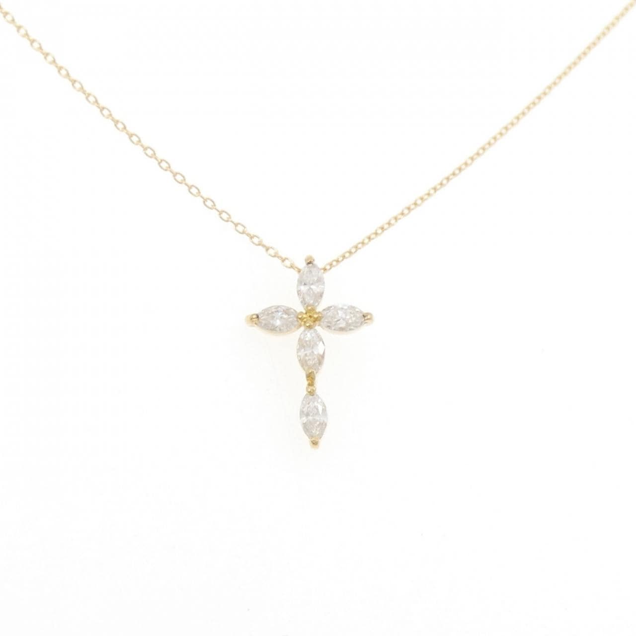 K18YG クロス ダイヤモンド ネックレス 0.39CT