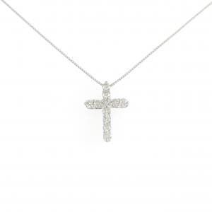 K18WG クロス ダイヤモンド ネックレス 0.30CT
