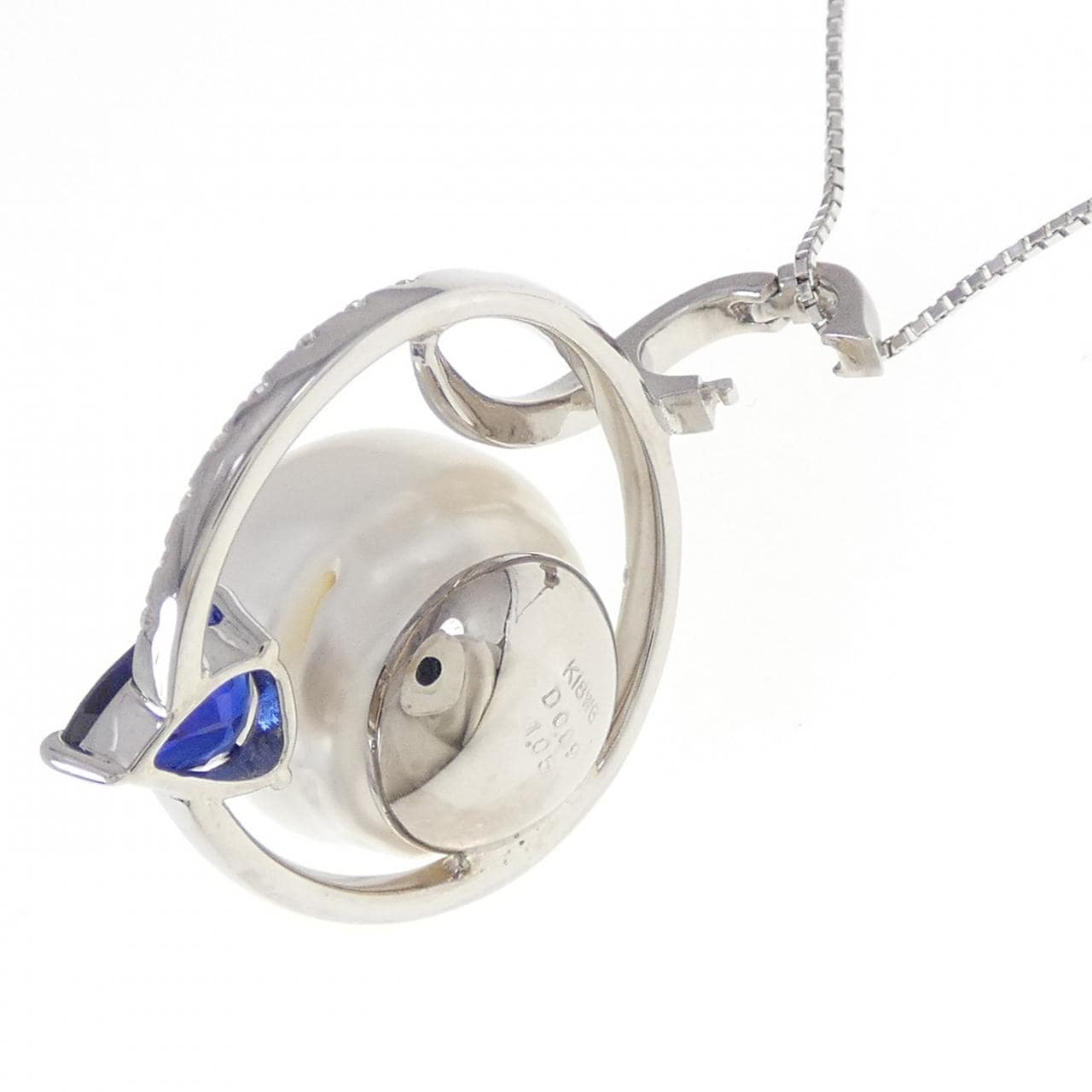 K18WG 白蝶パール ネックレス 14.5mm